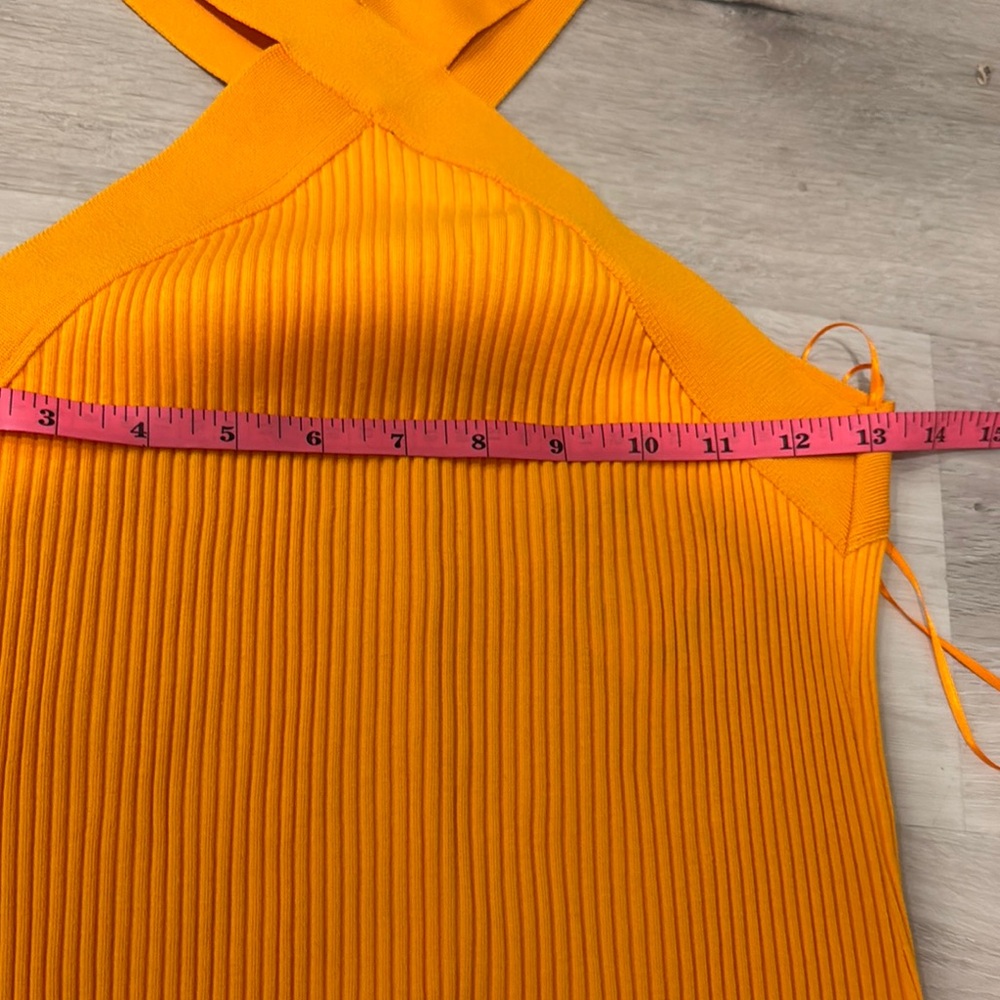 Zara NWT Orange ribbed Halter Sheath Midi Dress, very stretchy. - Picture 6 of 7